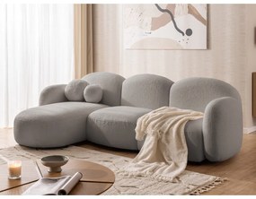 Sivá rohová pohovka z textílie buklé (ľavý roh/s leňoškou) Orbit – Ropez