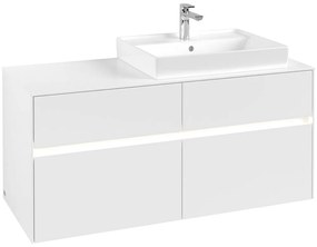 VILLEROY &amp; BOCH Collaro závesná skrinka pod umývadlo na dosku (umývadlo vpravo), 4 zásuvky, s LED osvetlením, 1200 x 500 x 548 mm, White Matt, C083B0MS