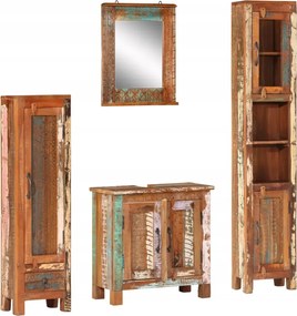 vidaXL 4-dielna súprava kúpeľňového nábytku masívne recyklované drevo