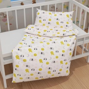 Biante Detské bavlnené posteľné obliečky do postieľky Sandra SA-649 Slony a levy na bielom Do postieľky 90x140 a 40x60 cm