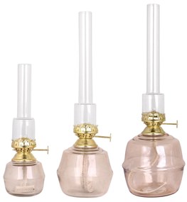 Strömshaga Sklenená petrolejová lampa Majken Ash Rose Brass Small