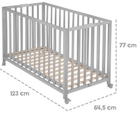 Sivá skladacia postieľka na kolieskach 60x120 cm Fold up – Roba