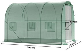 Fólia pre skleníkové tunely so zelenými oknami proti komárom, 2x3x2m