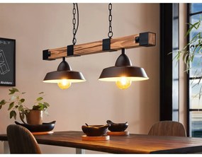 Závesné svietidlo v čiernej a prírodnej farbe s kovovým tienidlom OLDBURY – EGLO