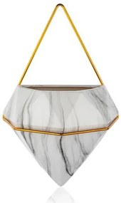 NÁSTENNÝ KERAMICKÝ KVETINÁČ SEMELA SADA 2KS 23X20X11,5 CM+14X10X6 CM BIELA/ZLATÁ