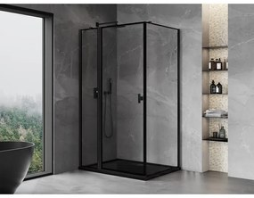 Mexen Mist T, sprchový kút s krídlovými dverami, ľavý, 100 x 110 cm, 8mm číre sklo, čierny profil, 8A4T-100-110-70-70-L