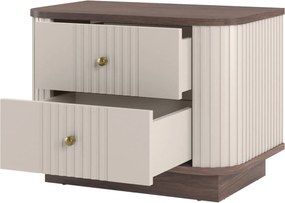 Sada nočných stolíkov Vespera 56 cm na sokli - kašmírová / orech / zlatá