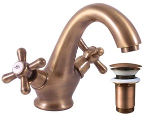 RAV SLEZÁK Morava umývadlová batéria s clic-clacom stará mosadz MK129.0SM