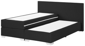 Čierna čalúnená kontinentálna posteľ 160 x 200 PRESIDENT Beliani
