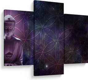 Obraz - Budha s kvetmi života (90x60 cm)