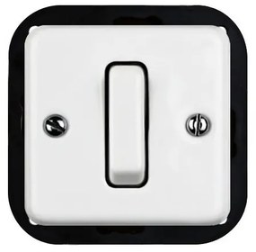 Elhard Štvorcový keramický vypínač s kolískou č.1, biely - kompletný KV5301W