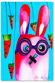 Gario Obraz na plátne Ružový zajačik s okuliarmi Rozmery: 40 x 60 cm