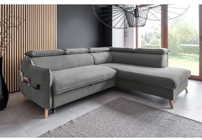 Svetlosivá zamatová rozkladacia rohová pohovka (pravý roh) Sweet Harmony – Miuform