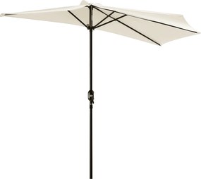 Outsunny Polovičný Parasol - Balkónový Parasol 5 Kovových Ramien 2,93 x 1,5 x 2,49 m Z vysoko hustého Polyesteru Krémový | Aosom