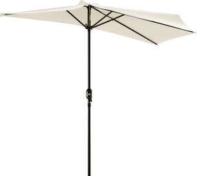 Outsunny Polovičný Parasol - Balkónový Parasol 5 Kovových Ramien 2,93 x 1,5 x 2,49 m Z vysoko hustého Polyesteru Krémový | Aosom
