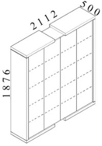 Vysoká skriňa Lineart 211,2 x 50 x 187,6 cm