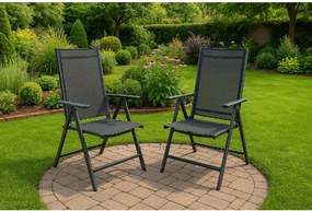 TRENDIE Záhradné stoličky s polohovateľným operadlom sada 2ks sivé