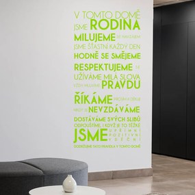 Veselá Stena Samolepka V tomto dome Farba: zelená, Veľkosť: 60 x 125 cm