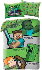 Obojstranné posteľné obliečky z mikrovlákna Survival Mode - Minecraft - 70x90 cm + 140x200 cm