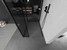 Mexen Kioto, 3-stenová sprchová zástena Walk-In Walk-in 140 x 100 x 40 cm, 8mm číre sklo čierny vzor, čierny profil, 800-140-100-221-70-70-040