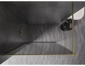 Mexen Kioto-F, sprchová zástena s rámom 140 x 202 cm, 8 mm šedé sklo, zlatý matný profil, 800-140-104-55-40