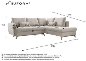 Tmavosivá rozkladacia rohová pohovka Miuform Scandic Lagom L, pravý roh