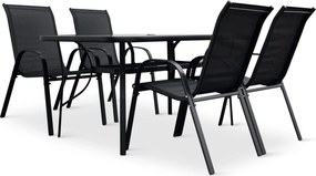 Noela Záhradný jedálenský set Klaudia čierny + 4x kovová stolička Ramada