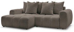 Hnedá rozkladacia/s úložným priestorom rohová pohovka z textílie buklé (ľavý roh/s leňoškou) Roxelane – Bobochic Paris