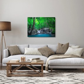 Sklenený obraz - Vodopád Erawan, Kanchanaburi, Thajsko (70x50 cm)
