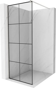 Mexen Kioto, sprchová zástena Walk-In 80 x 200 cm, 8mm číre sklo čierny vzor, brúsená oceľ profil, 800-080-101-97-77