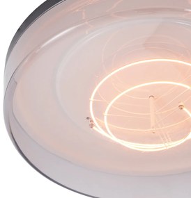 Stropné svietidlo čierne s dymovým sklom 35,5 cm vrátane stmievateľného LED - Fira