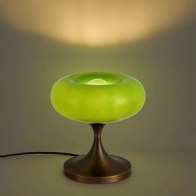 Retro stolná lampa tmavobronzová so zeleným skleneným tienidlom 31 cm - Glaze