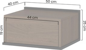 Závesná nočná skrinka Zenar so zásuvkou 50 cm - elegantný orech / čierna