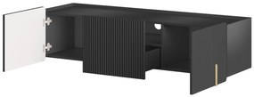 Závesný TV stolík Malmi 150 cm - čierny mat / zlatá