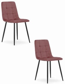 Set dvoch jedálenských stoličiek KARA zamatové ružové / čierne nohy (2ks)