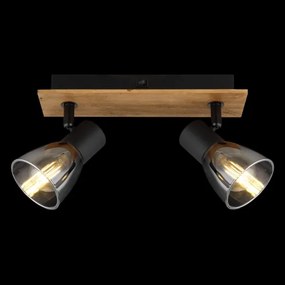 Globo 54307-2W - Nástenné bodové svietidlo CLAUDE 2xE14/40W/230V čierna/drevo