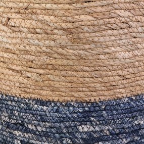 Modro-béžový pletený taburet MALAMI