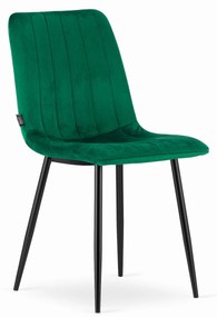 Zelená zamatová stolička LAVA s čiernymi nohami