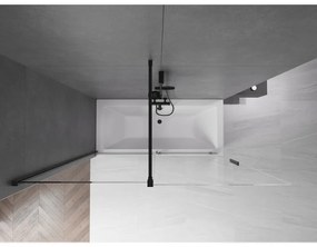 Mexen Velar, 2-krídlová posuvná vaňová zástena 170 x 150 cm, 8mm číre sklo, čierna matná, 896-170-000-01-70