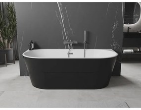 Mexen Oval, voľne stojaca nástenná vaňa 180 x 80 cm, biela-čierna, brúsený grafit prepad, 52671808075-95