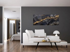 Obraz - Čierno - zlatý dekor (120x50 cm)