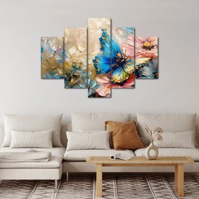 Obraz - Maľba kvetov a motýľov (150x105 cm)