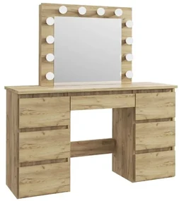 Bestent Toaletný stolík s LED zrkadlom Daniella Dub craft