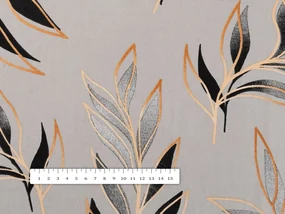 Biante Bavlnený záves Sandra SA-437 Popínavé listy na sivom 150x140 cm