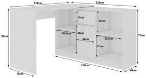 Rohový psací stůl B-17 s komodou bílý