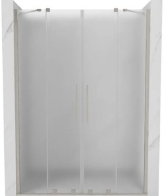 Mexen Velar Duo, posuvné sprchové dvere do otvoru 150 cm, 8mm sklo námraza, brúsená oceľ, 871-150-000-32-97