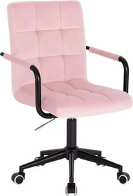 LuxuryForm DESIGN Otočná stolička VERONA BLACK VELUR na čiernej podstave s kolieskami - ružová