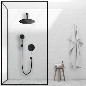 Erga Studio, podomietková sprchová súprava s dažďovou hlavicou 30cm a systémom i-BOX, čierna matná, ERG-YKA-BP.STUDIO 30 BLK