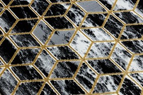 Dywany Łuszczów, Behúň Gloss 409A 82 3D cubes black/gold/grey, 70x200, čierna, obývacia izba