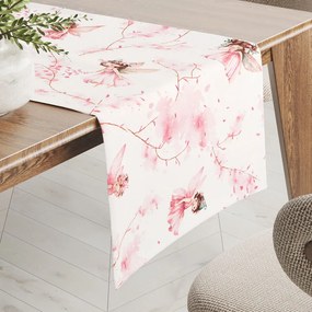 Biante Detský bavlnený behúň na stôl Sandra SA-684 Ružové víly na bielom 20x180 cm